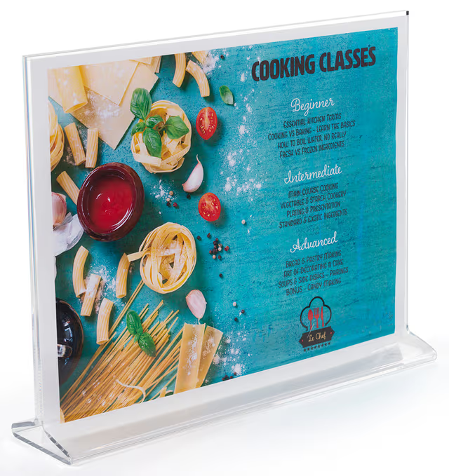 Recycled Acrylic Countertop Sign Holder, Top Insert, T-Style Design - Clear