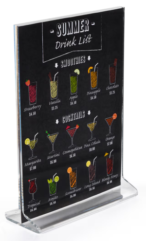 Recycled Acrylic Countertop Sign Holder, Top Insert, T-Style Design - Clear