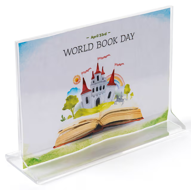 Recycled Acrylic Countertop Sign Holder, Top Insert, T-Style Design - Clear
