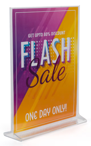 Recycled Acrylic Countertop Sign Holder, Top Insert, T-Style Design - Clear