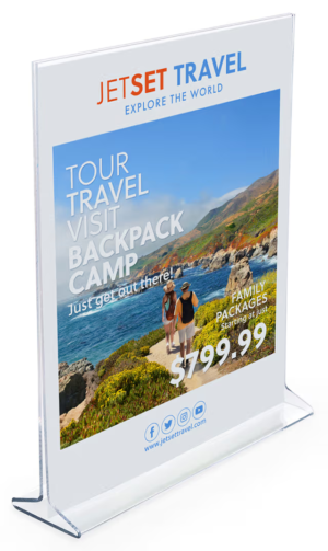 Acrylic Countertop Sign Holder, T-Style, Top Insert - Clear