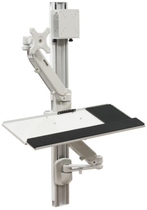 Wall Mount Workstation, Holds 14”–27” Monitors, CPU u0026 Keyboard Holder - White
