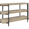 Wood and Metal Display Table with 3-Tier Design, Open Storage - Oak