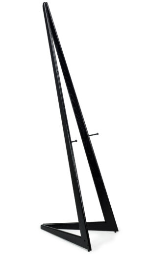 Wood Easel for Floor with Bifold Design, Adjustable Pegs with 9 Set Heights - Black