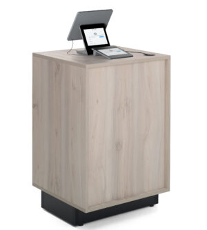 Wood Host Stand w/ Cord Management, Adjustable Shelves, Ships Assembled