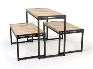 Wooden Nesting Display Tables, Rectangular, Set of 3 – Dark Brown