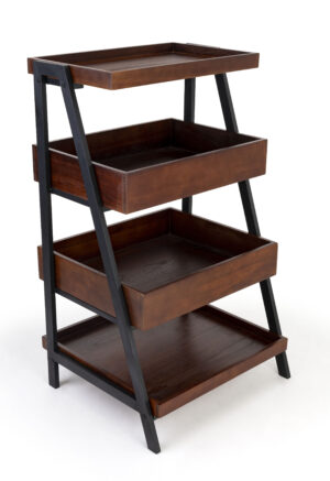 Wooden Retail Shelving Unit, 4 Shelves – Dark Brown