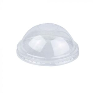 6-8 oz Clear Plastic Dome Lid With No Hole For Cold/Hot Paper Food Containers - 1000/Case