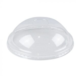 20 oz No Hole Clear Plastic Dome Lid With  For Cold/Hot Paper Food Containers - 600/Case