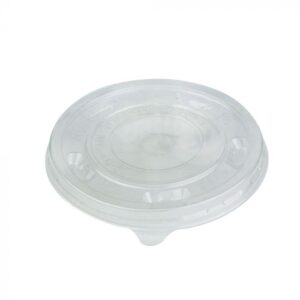 6-8 oz Translucent Plastic Flat Lid With Pin Hole For Cold/Hot Paper Food Containers - 1000/Case