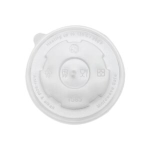 KR 20 oz Translucent Plastic Flat Lid With Pin Hole For Cold/Hot Paper Food Containers - 1 case (600 piece)