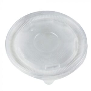 20 oz Translucent Plastic Flat Lid With Pin Hole For Cold/Hot Paper Food Containers - 600/Case