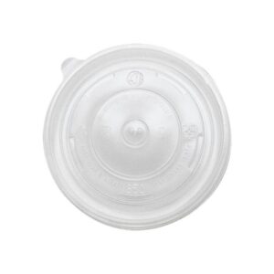 KR 24/32 oz Translucent Plastic Flat Lid With Pin Hole For Cold/Hot Paper Food Containers - 1 case (600 piece)