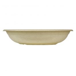 24oz 8" Natural/Tan Compostable Sugarcane Bagasse Round Bowl- 300/Case