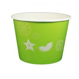 32 oz Fruit Pattern Lime Green Cold/Hot Paper Food Container - 1 case (600 piece)