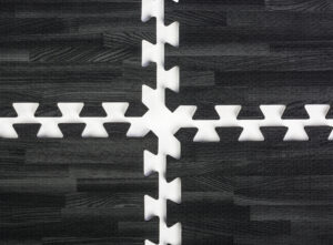 10’ x 10’ Interlocking Foam Mats, Set of 26 Flooring Tiles - Black Wood Grain
