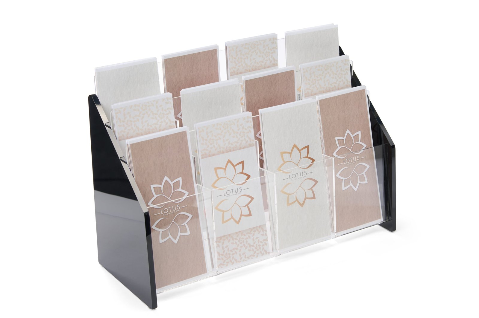 12-Pocket Recycled Acrylic Leaflet Holder for Tabletop, Fits 4 x 9 Brochures - Black