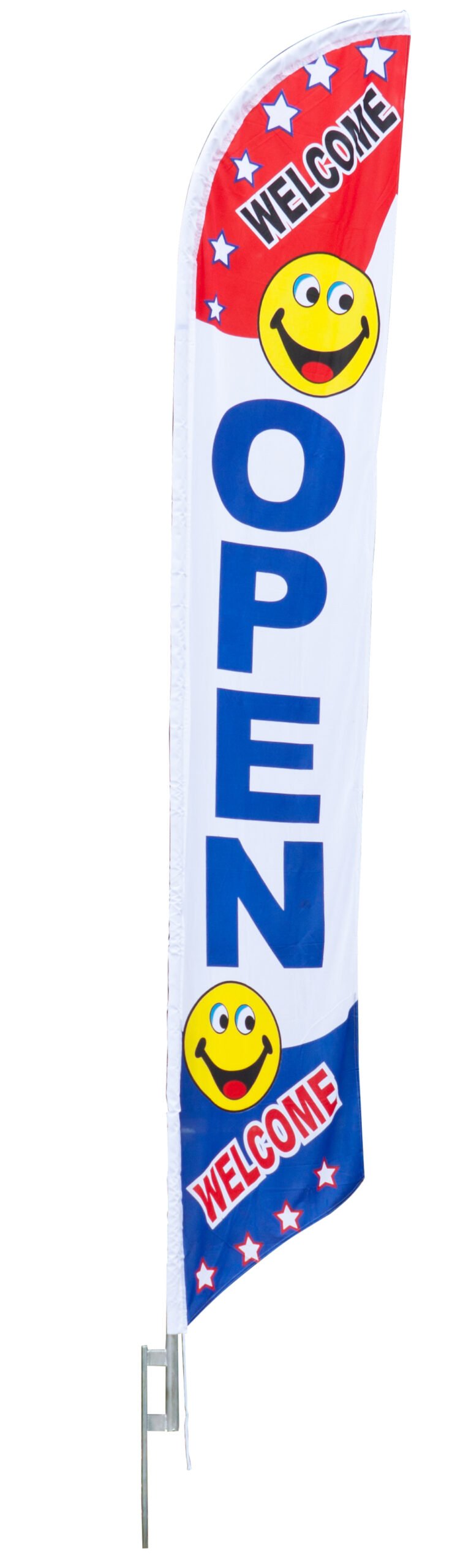 14' Feather Flag w/ Ground Spike and Pre-printed Opening Message