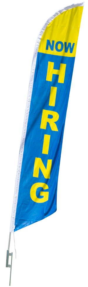 14' Feather Flag w/ Ground Spike and Pre-printed Opening Message