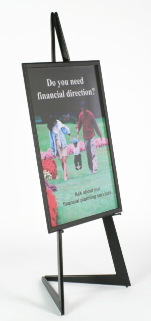 22 x 28 Poster Frame with Bifold Floor Easel, Height Adjustable Display Pegs - Black