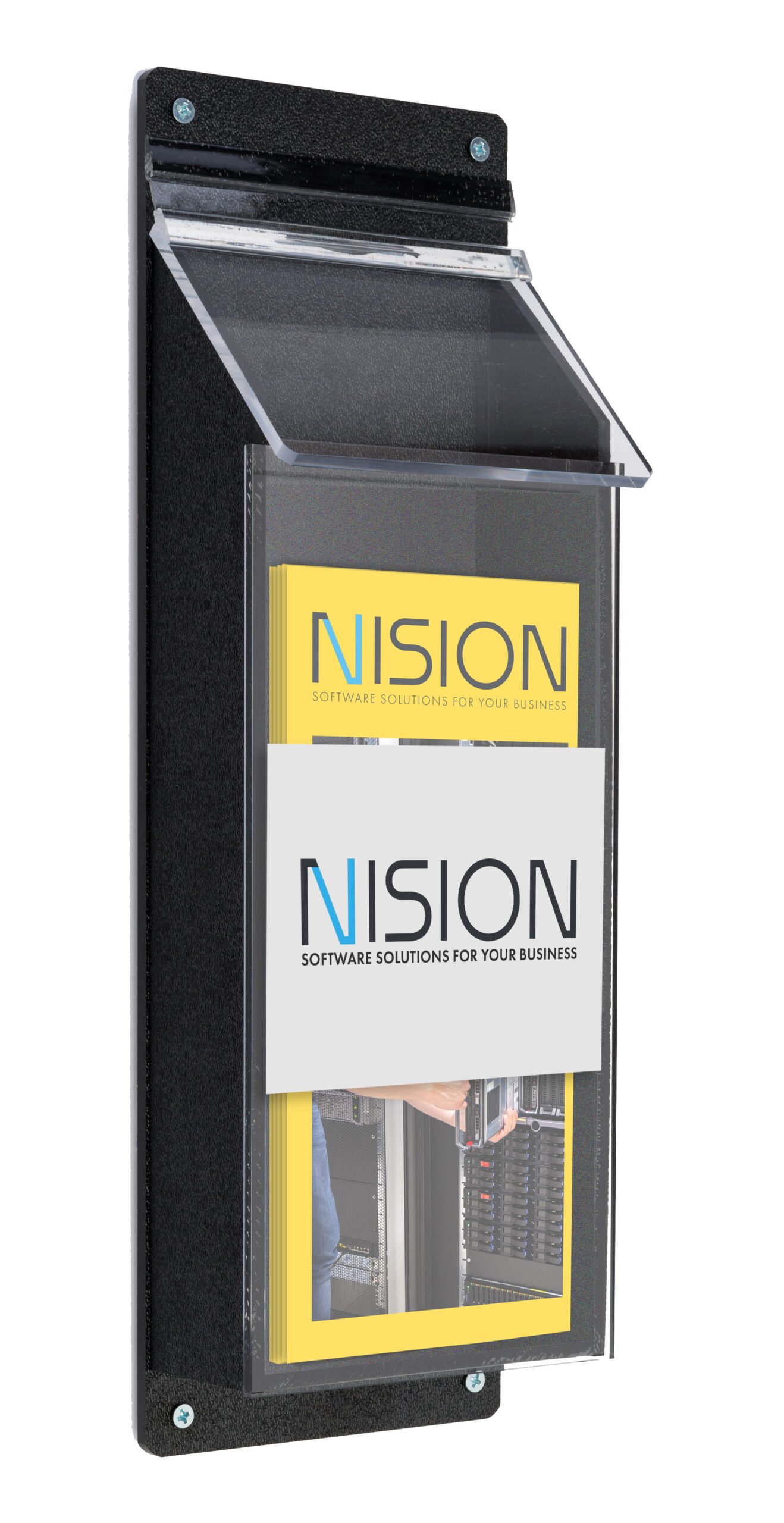 3-Pocket Outdoor Acrylic Brochure Wall Rack, Custom Printed, Clear - Multiple Sizes