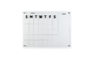 36 x 24 Write-On Board, Wall Mount, Dry Erase, Monthly Calendar, Acrylic – Clear
