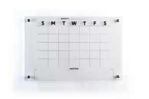 36 x 24 Write-On Board, Wall Mount, Dry Erase, Monthly Calendar, Acrylic – Clear
