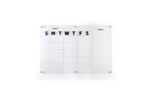 36 x 24 Write-On Board, Wall Mount, Dry Erase, Monthly Calendar, Acrylic – Clear