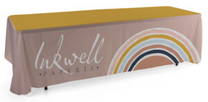 4', 6', or 8' Fabric Table Cloth, Open or Closed Back - Full Color Custom Printing
