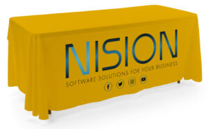 4', 6', or 8' Fabric Table Cloth, Open or Closed Back - Full Color Custom Printing