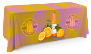 4', 6', or 8' Fabric Table Cloth, Open or Closed Back - Full Color Custom Printing