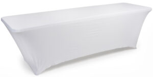 4', 6' or 8' Spandex Table Cloth, Stretch Fit Design w/ Open Back - Solid Color