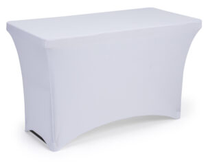 4', 6' or 8' Spandex Table Cloth, Stretch Fit Design w/ Open Back - Solid Color