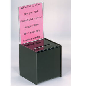5.5 x 5.5 Acrylic Ballot Box with 5 x 7 Header - Black