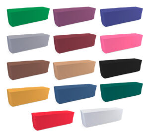 6' or 8' Stretch Polyester Table Cloth, Fitted Design - Solid Color