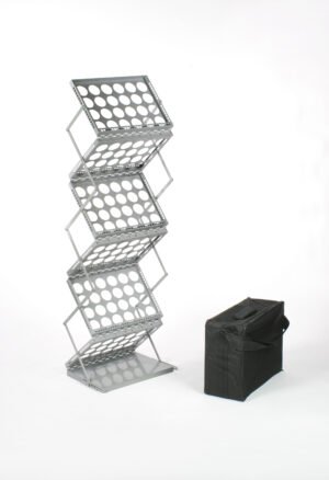 6-Pocket Portable Literature Floor Stand with Case, Adjustable Height, 18
