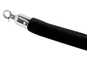 6.5' Velvet Stanchion Rope with Chrome Clasps - Black