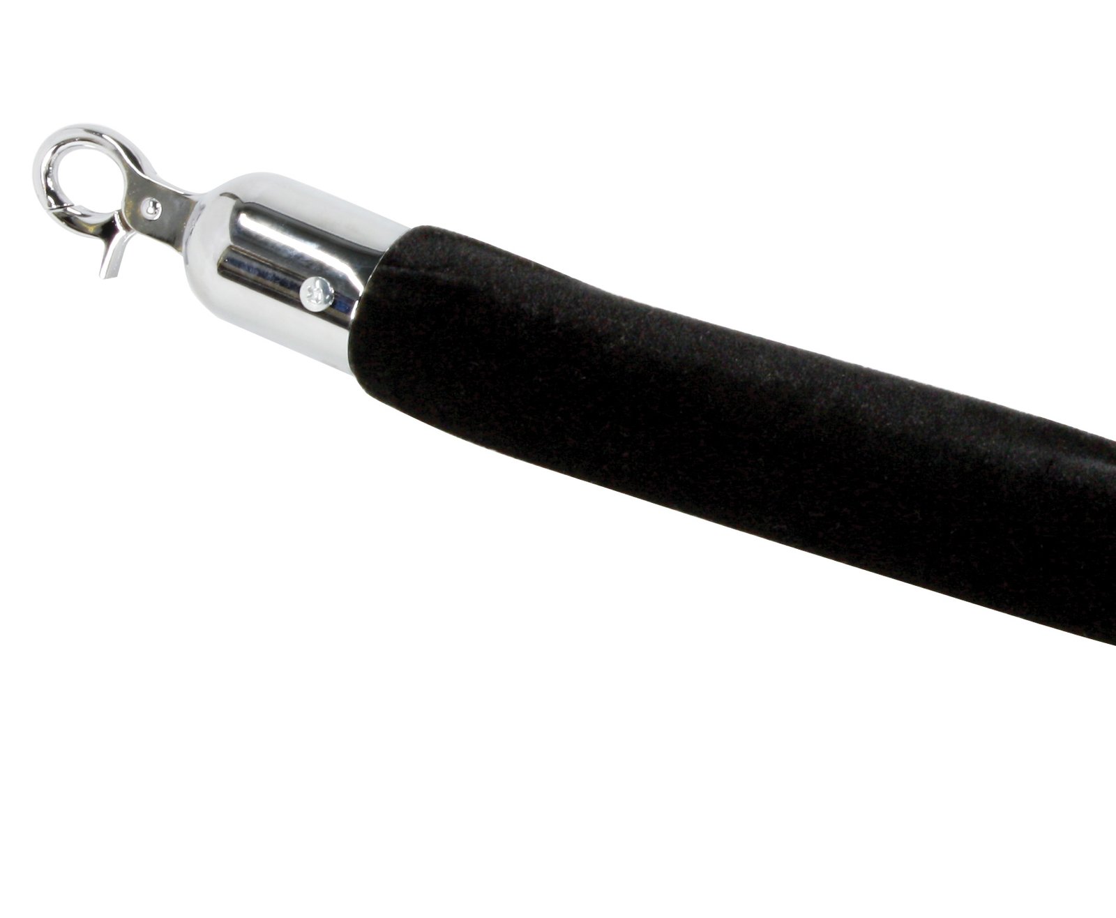 6.5' Velvet Stanchion Rope with Chrome Clasps - Black