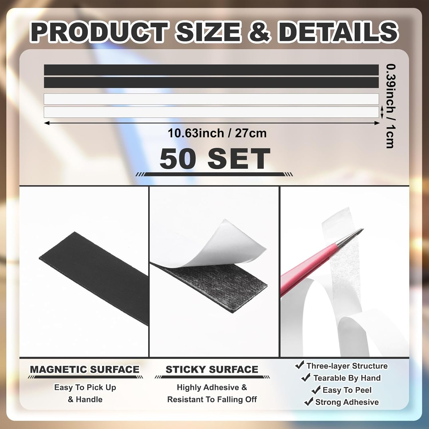 50 Pack Magnetic Sign Holder 8.5 x 11 Inch, Clear Plastic Sleeves with Strong Magnetic Strips & Adhesive Tape for Menu, Poster, Photo, Wall, Fridge, Whiteboard - Image 3