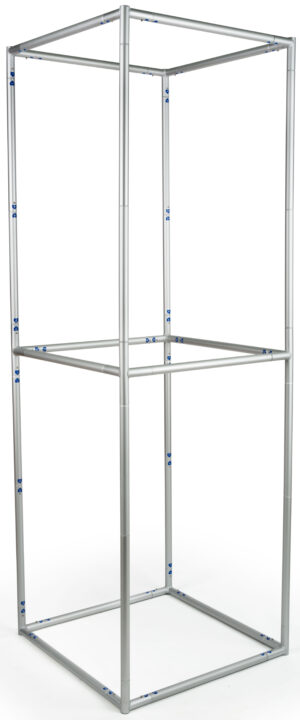 8' Tall Square Trade Show Tower Display, Portable - Silver