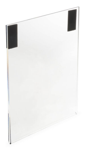 8.5 x 11 Sign Holder with Hook and Loop Fasteners for Display Boards - Clear