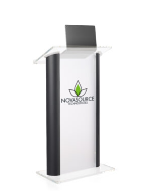 Acrylic and Aluminum Podium, Frosted Panel, 2 Color Imprint – Black