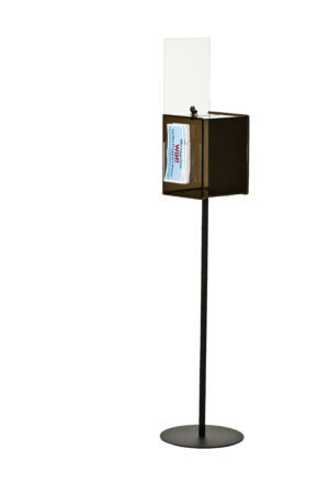 Acrylic Ballot Box w/ Lock, (2) 8.5 x 11 Sign Frames, Side Pocket u0026 Floor Stand