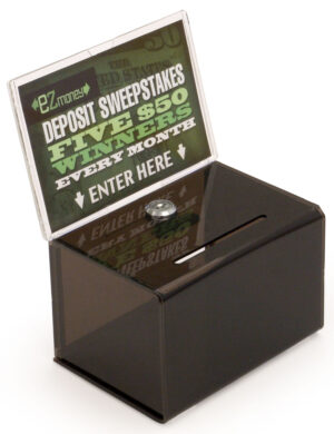 Acrylic Ballot Box with Lock u0026 6 x 4 Header - Black