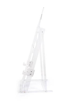 Acrylic Display Easel for Floor, H Frame Design, Height Adjustable Hooks - Clear