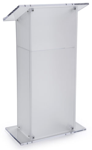 Acrylic Podium for Floor with Open Back and Shelf - Clear