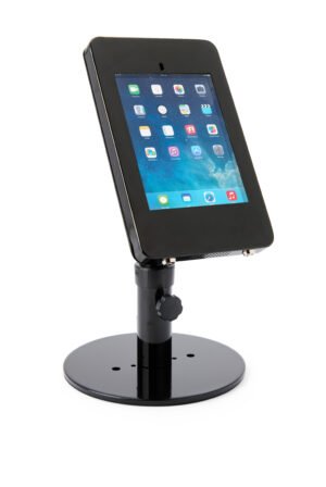 Adjustable iPad Mini Counter Stand w/ Locking Enclosure u0026 Rotating Bracket - Black