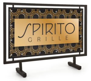 Barrier Sidewalk Signs w/ Custom Printing, Double-Sided, Portable - Black or Silver