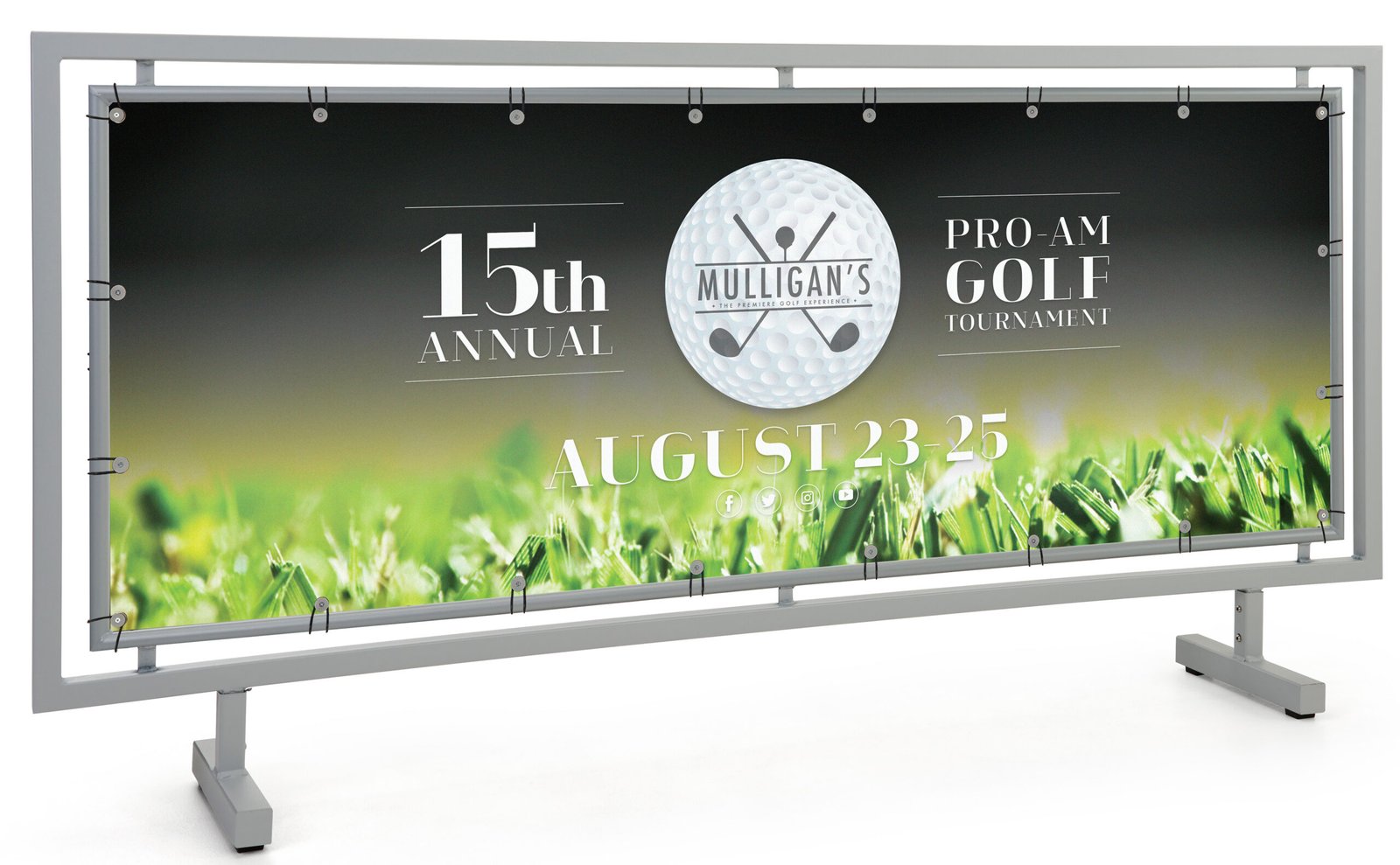 Barrier Sidewalk Signs w/ Custom Printing, Double-Sided, Portable - Black or Silver