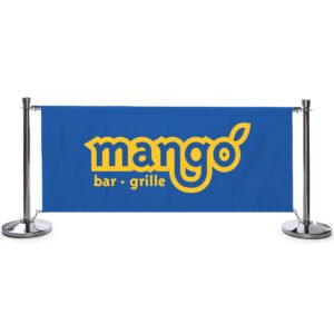 Café Barrier System w/ 7 Custom Banners (1 Color Printing) u0026 8 Stanchions - Blue